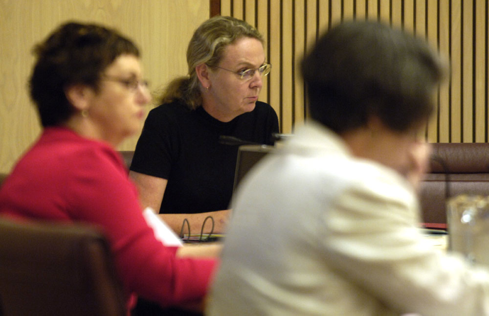 Community Affairs Legislation Committee estimates hearing, 3 November 2005. L-R: Senators Helen Polley, Jan McLucas and Claire Moore [Deputy Chair]. DPS Auspic.