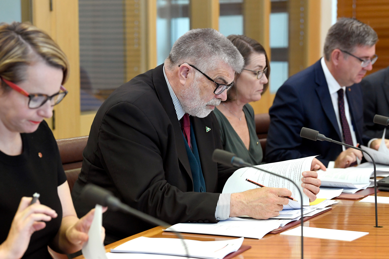 Scrutiny of Delegated Legislation Committee meeting, 5 February 2020. L-R: Senators Nita Green, Kim Carr, Perin Davey and Paul Scarr.
