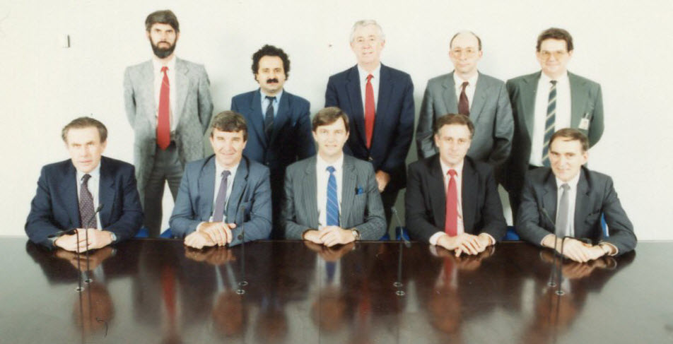 Standing left to right: Standing left to right: Dr D Capp [Acting Secretary], Dr Andrew Theophanous MP, Mr Edward Grace MP, Mr Peter Baldwin MP, Mr A Kelly [Secretary]; Seated left to right: Mr Stewart McArthur MP, Mr Barry Cunningham MP, Mr David Hawker [Deputy Chair], Mr David Beddall MP [Chair], Mr Alan Morris MP.