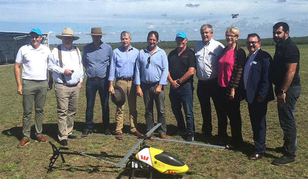 L-R: Stephen Harley [General Manager, Chief Technology Office, Telstra Corporation], Senators Barry O’Sullivan [Deputy Chair], Anthony Chisholm, David Fawcett and Glenn Sterle [Chair], Eddie Bennet [CEO, The Ripper Group], Senators Chris Back and Janet Rice, Councillor Andrew Smith [Deputy Mayor, Western Downs Regional Council] and Ben Trollope [Chief Operations Officer, The Ripper Group].
