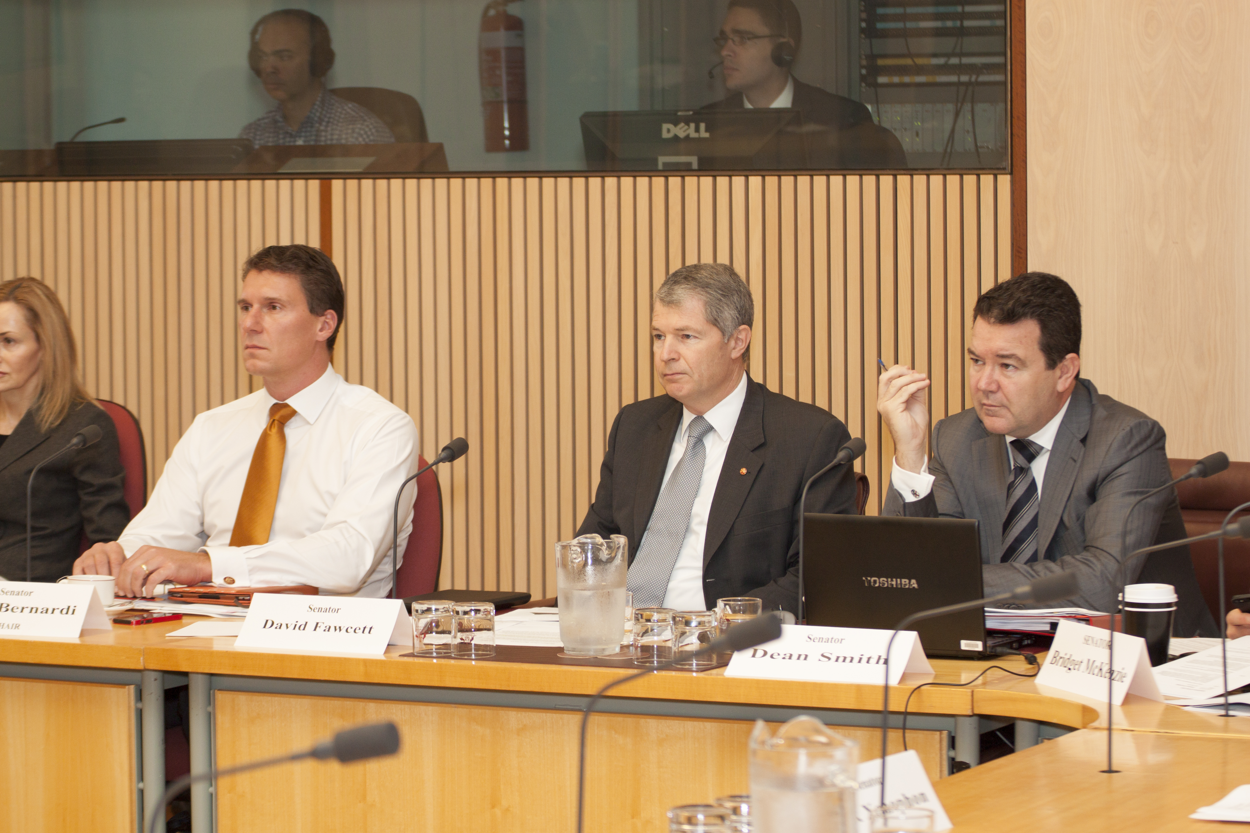 \x3cp\x3eFinance and Public Administration Legislation Committee, 28 May 2014. L-R: Lyn Beverley [Secretary], Senators Cory Bernardi [Chair], David Fawcett and Dean Smith.\x3c/p\x3e