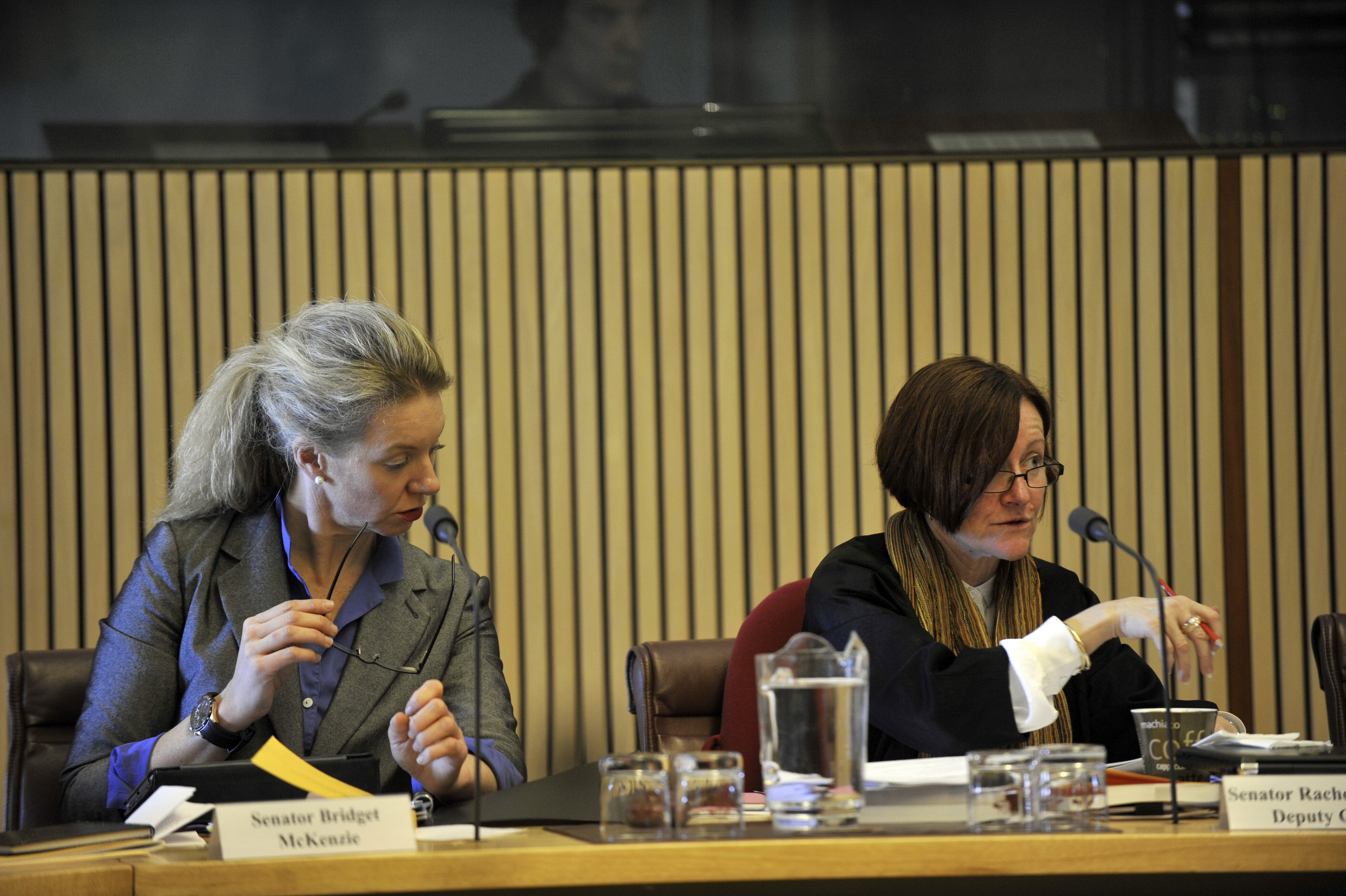 \x3cp\x3eCommunity Affairs Legislation Committee deputy chair Senator Rachel Siewert (right) and Senator Bridget McKenzie questioning witnesses during the estimates hearing, 29 May 2012. DPS Auspic.\x3c/p\x3e