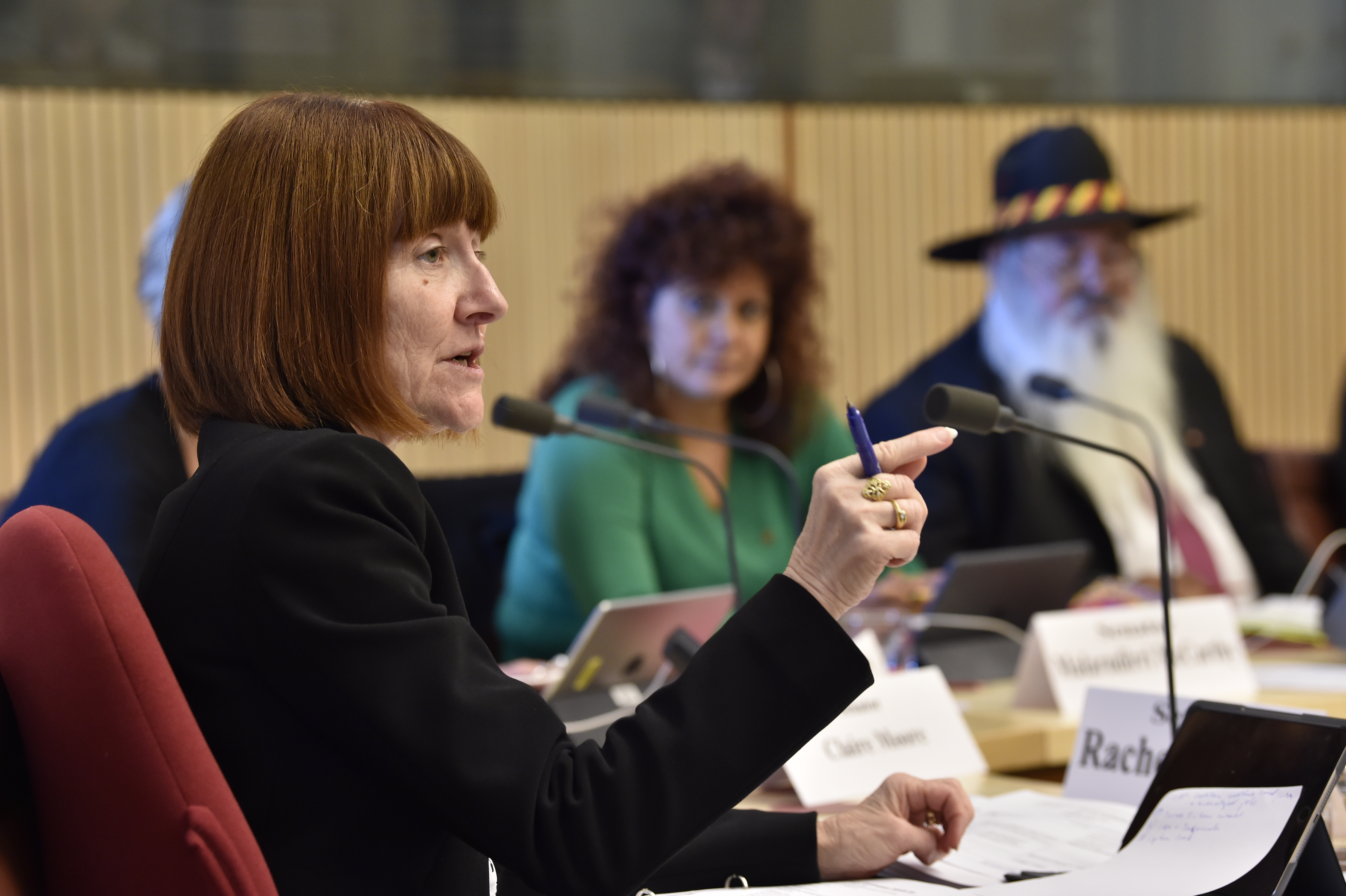 \x3cp\x3eCommittee member Senator Rachel Siewert questioning witnesses, 25 May 2018. DPS Auspic.\x3c/p\x3e