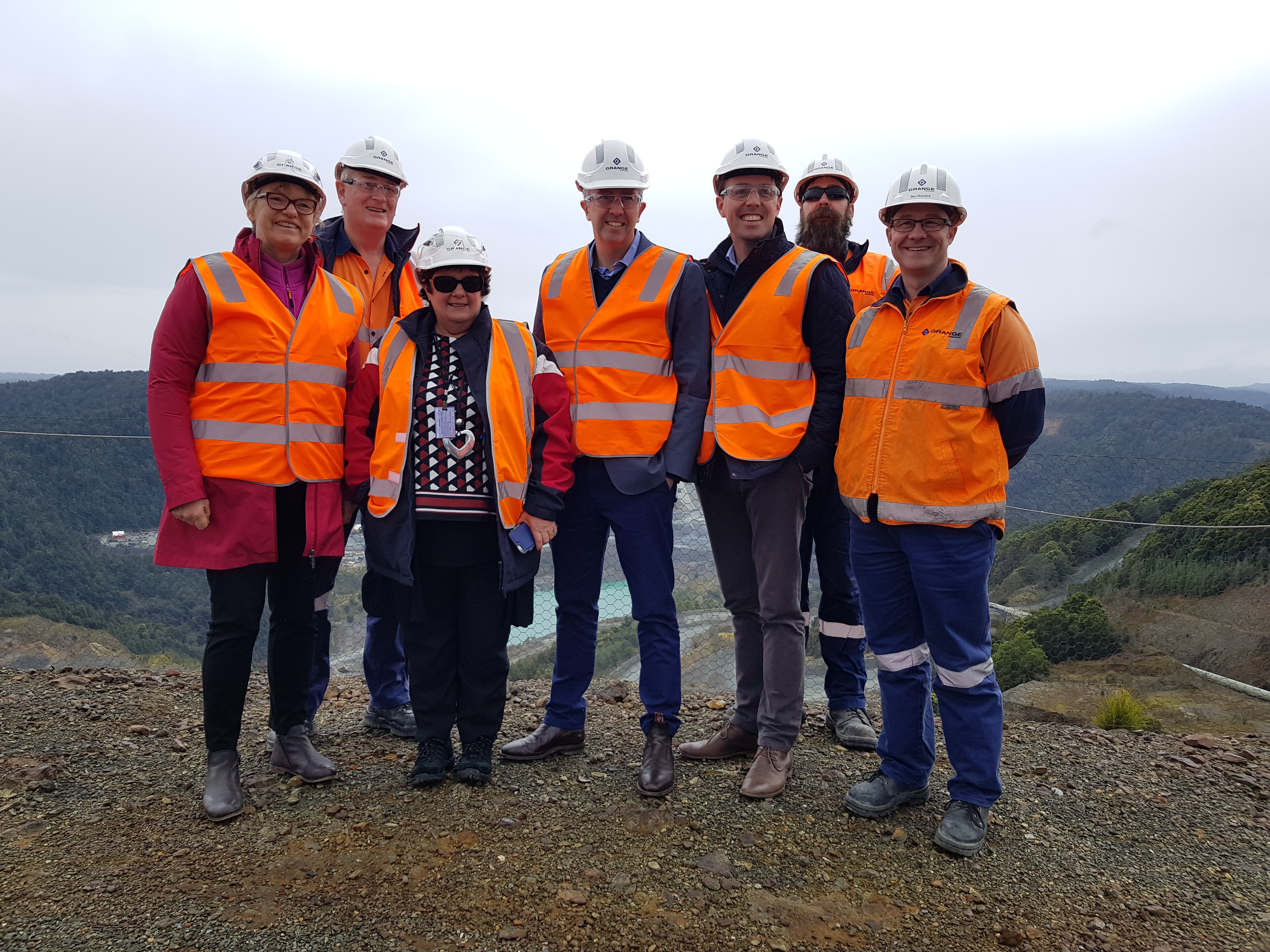 \x3cp\x3eEnvironment and Communications References Committee inspecting pit operations at Savage River Mine, Tasmania, 11 October 2017. L-R: Senator Janet Rice; Grange Resources employee; Senators Anne Urquhart, Anthony Chisholm and Jonathon Duniam; Grange Resources employee and Ben Maynard, [General Manager Operations, Grange Resources Tasmania].\x3c/p\x3e
