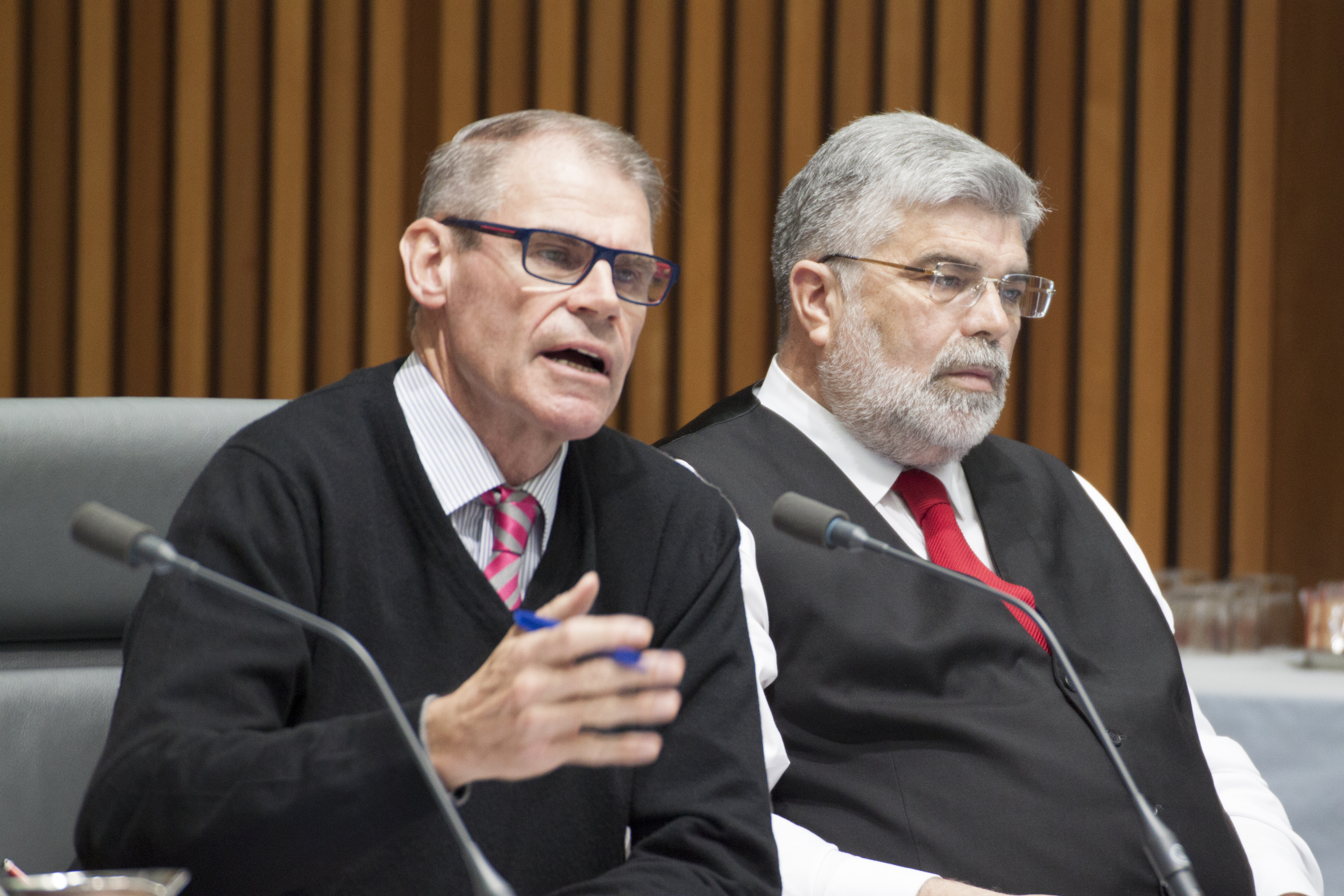 \x3cp\x3eBudget estimates hearing, 28 May 2014. L-R: Senators John Faulkner and Kim Carr.\x3c/p\x3e