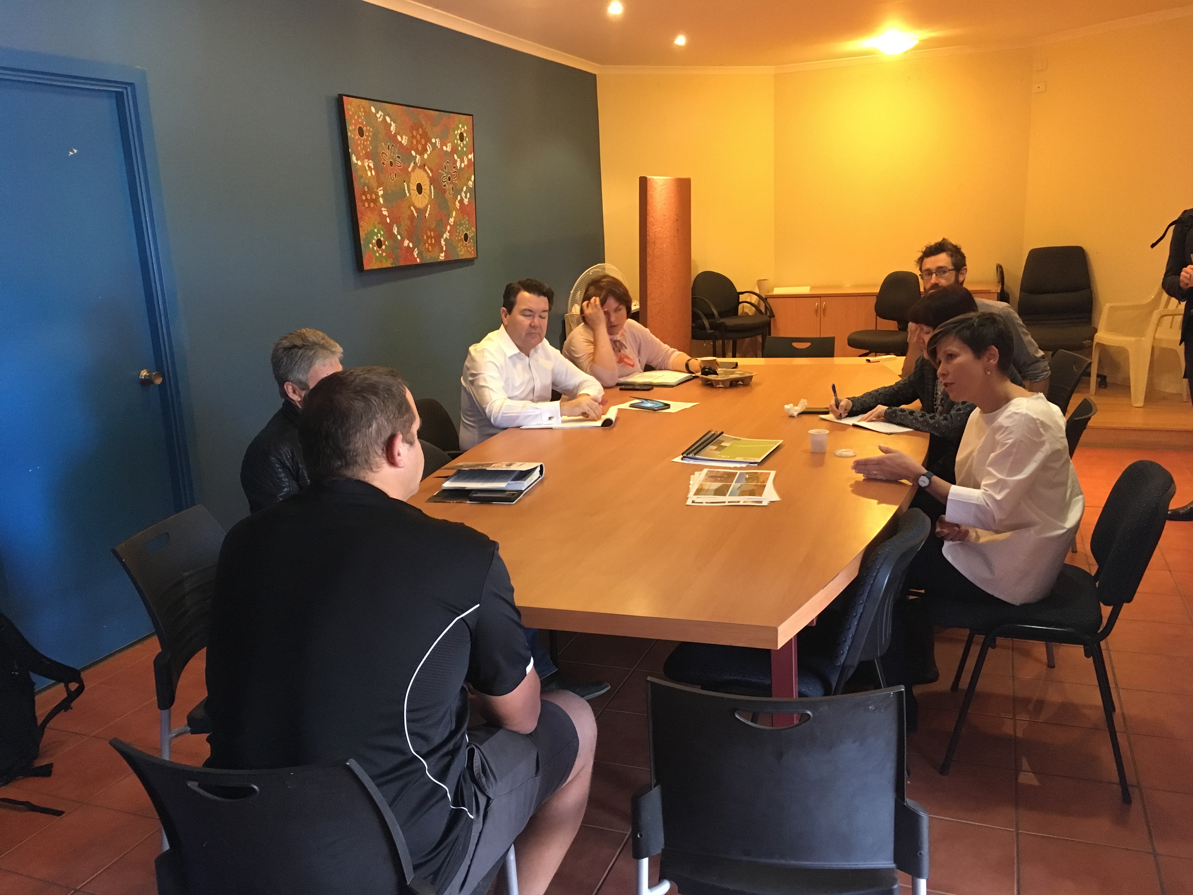\x3cp\x3eFinance and Public Administration References Committee meeting in Alice Springs with staff from Tangentyere Council and Tangentyere Constructions during its inquiry into the Community Development Program, 28 August 2017. \x3c/p\x3e