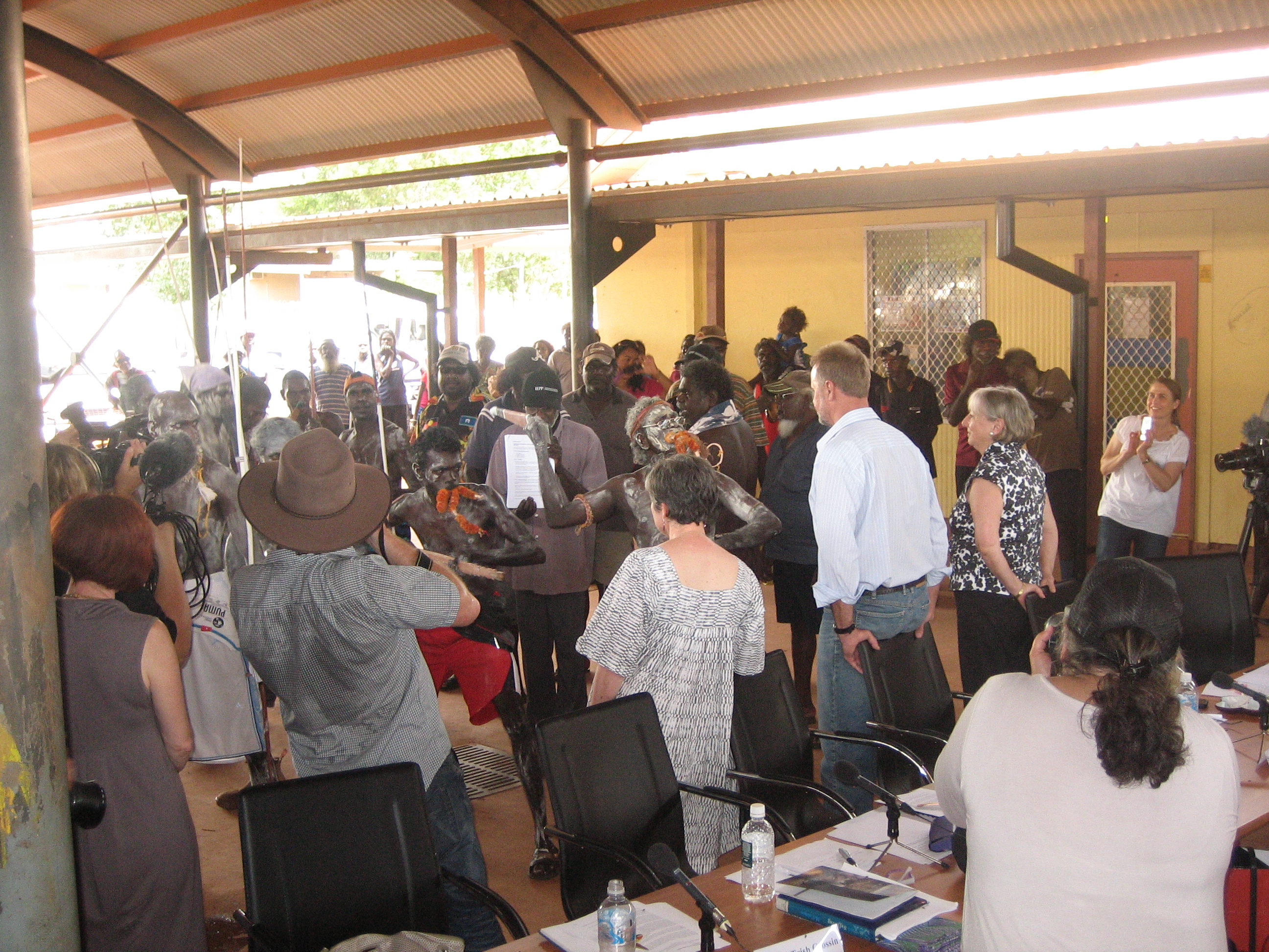 \x3cp\x3eSenators Rachel Siewert, Claire Moore, Nigel Scullion and Sue Boyce watching a cultural performance, Maningrida, NT, 22 February 2012.\x3c/p\x3e