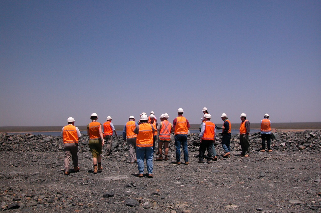 \x3cp\x3eSenators on top of the Grade 2 Stockpile, Ranger Mine, 2002.\x3c/p\x3e