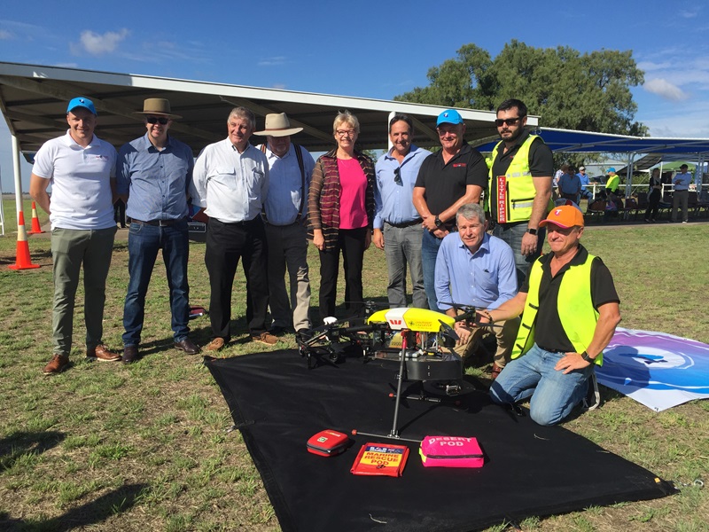 \x3cp\x3eCommittee members view the Westpac \'Little Ripper Lifesaver\' in Dalby, Queensland, 16 March 2017. L-R: Stephen Harley [General Manager, Chief Technology Office, Telstra Corporation], Senators Anthony Chisholm, Chris Back, Barry O\'Sullivan [Deputy Chair], Janet Rice and Glenn Sterle [Chair], Eddie Bennet [CEO, The Ripper Group] and Ben Trollope [Chief Operations Officer, The Ripper Group]. Kneeling, L-R: Senator David Fawcett and Operator, Westpac Little Ripper Lifesaver.\x3c/p\x3e
